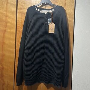 NWT Men’s Weatherproof Vintage Long Sleeve Black Textured Sweater 100% Cotton L